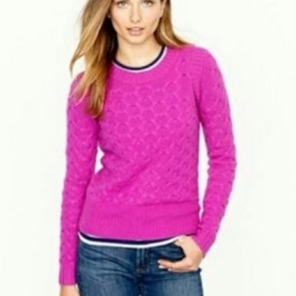 j.crew honeycomb sweater magenta, small - Picture 9 of 10